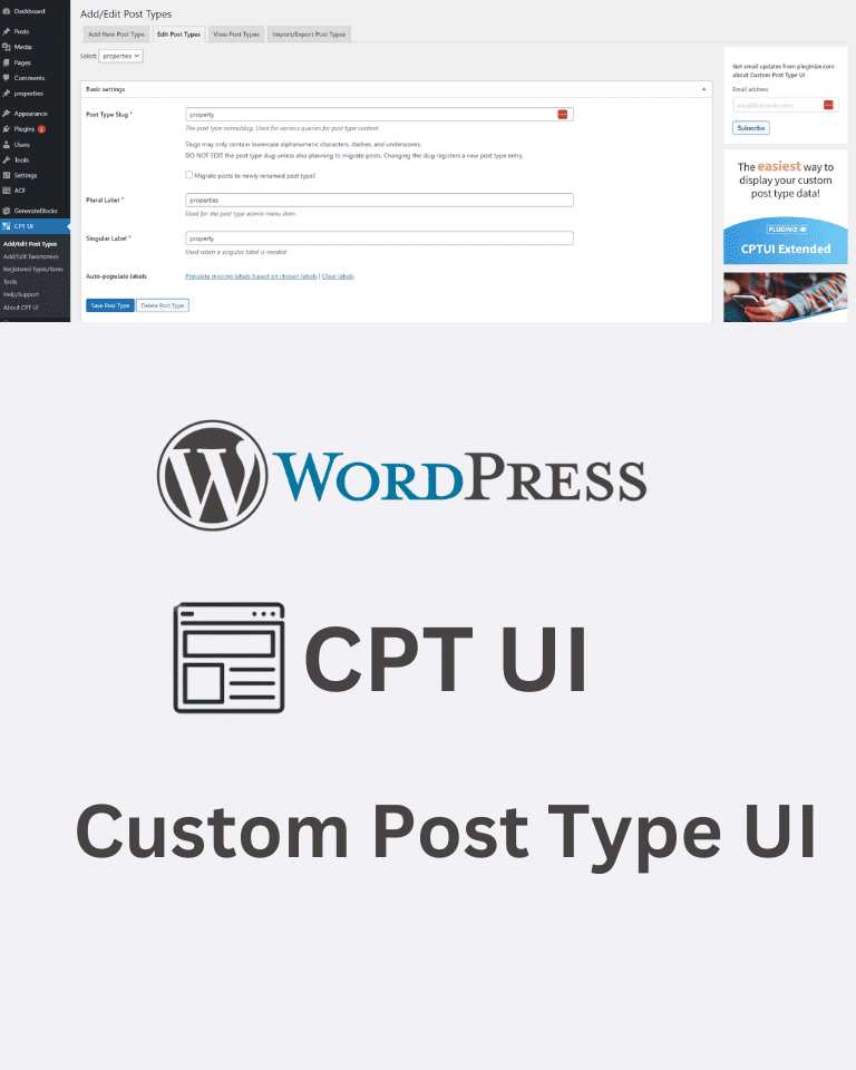 WordPress Real Estate Websiteusing Custom Post Type UI